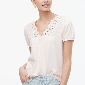 🎀 J Crew Pink Eyelet Top